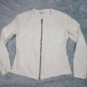 Cabi‎ Jacket Womens S Crochet Lightweight Pockets Active Zip Up Casual Cottage